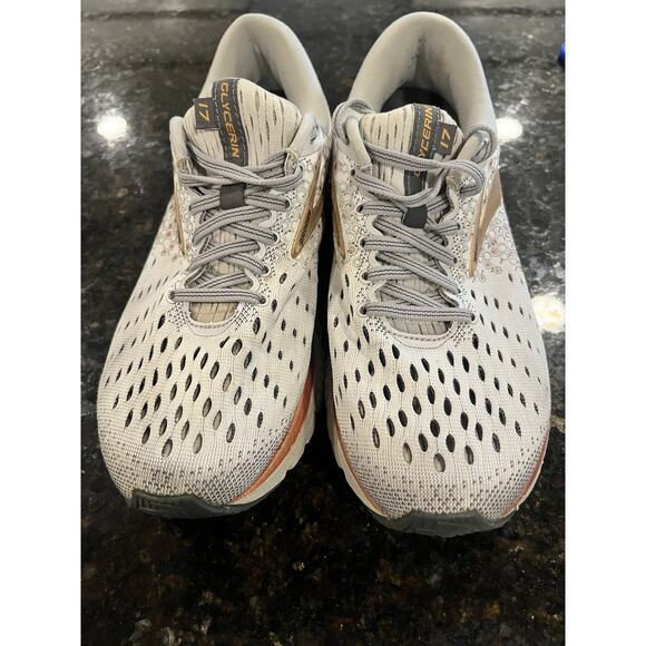 Brooks Glycerin 17 Shoes Womens Size 8 Gray Rose Gold Neutral Running Sneakers - Picture 11 of 11